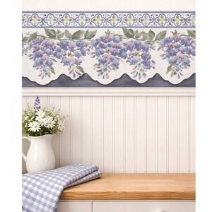 VTG 90s Cottagecore Prepasted Sculpted Wallpaper Border 9"x5yd 2-pack Grandma